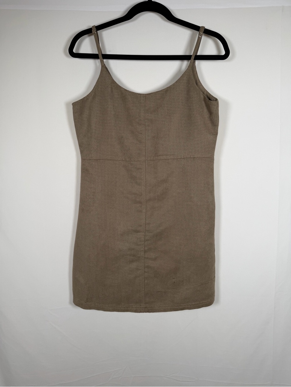 Sam Edelman Taupe Mini‎ Slip perforated faux suede mini dress